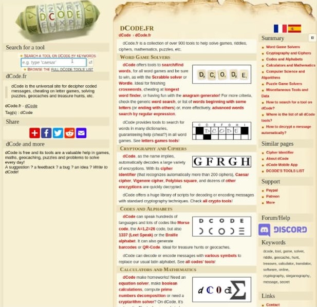 Descifrar con herramienta dcode